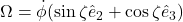 \Omega = \dot{\phi} (\sin \zeta \hat{e}_2 + \cos \zeta \hat{e}_3)