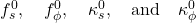 f_s^0, \quad f_{\phi}^0, \quad \kappa_s^0, \quad \text{and} \quad \kappa_{\phi}^0